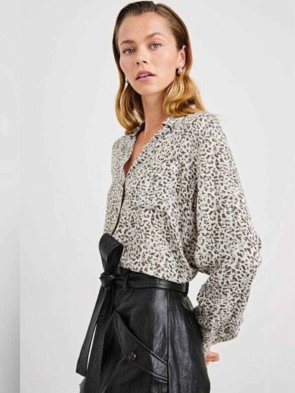 RAILS Josephine Charcoal Cheetah Print Button Down Shirt Size XS